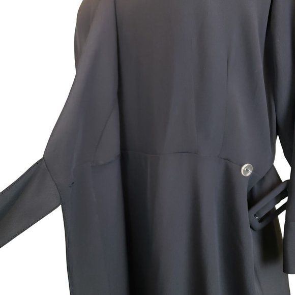 Nordstrom TopShop Black Wrap Dress Side Buckle Knee Length, 8 - Picture 4 of 10